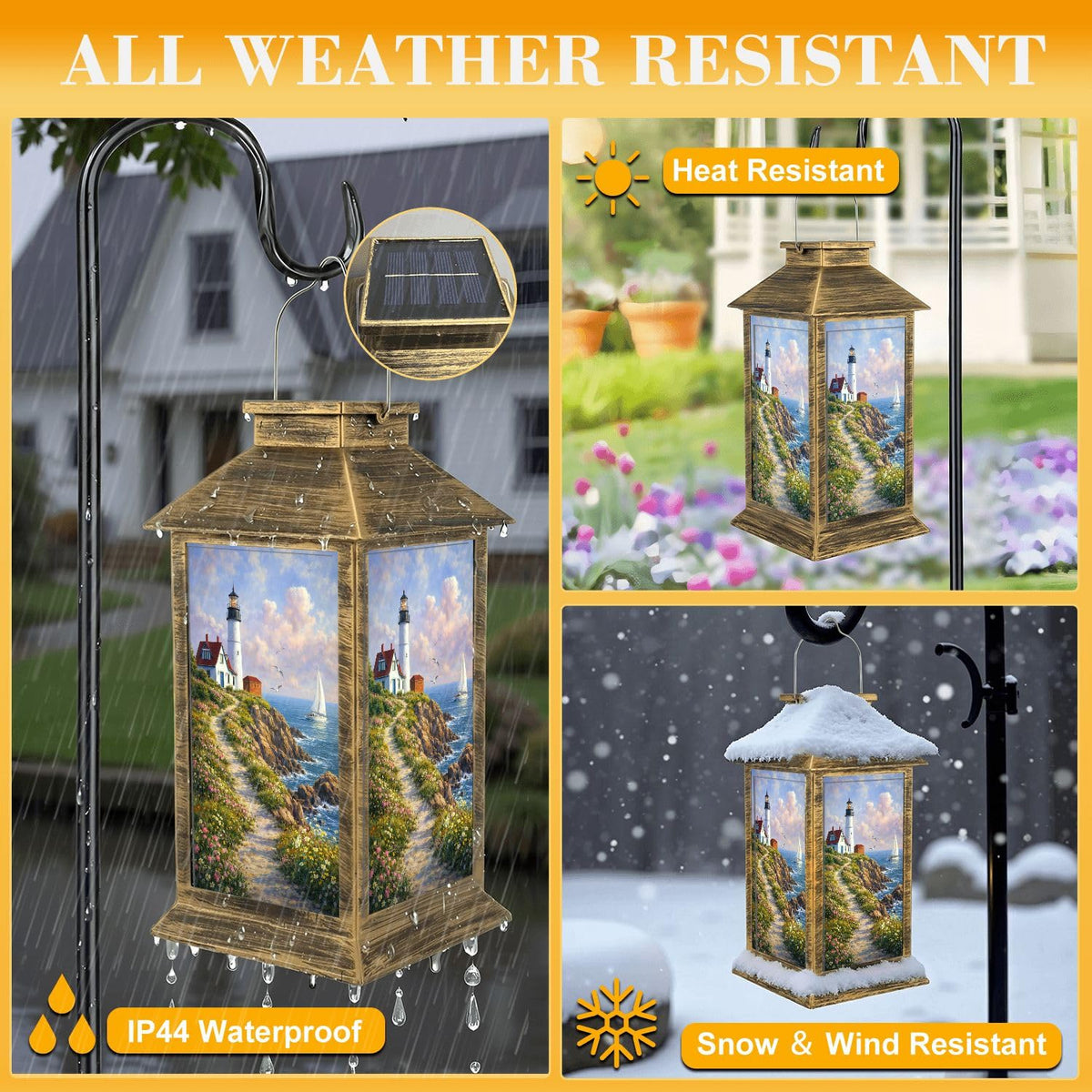 Solar Lantern Outdoor Waterproof LED Solar Lights Hanging Tabletop Lamp U39579