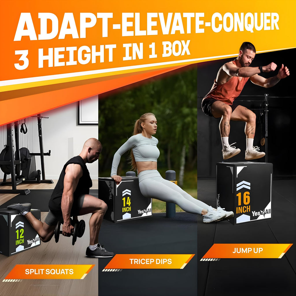 3-in-1 Soft-Padded Plyo Box with Wooden Core X89111