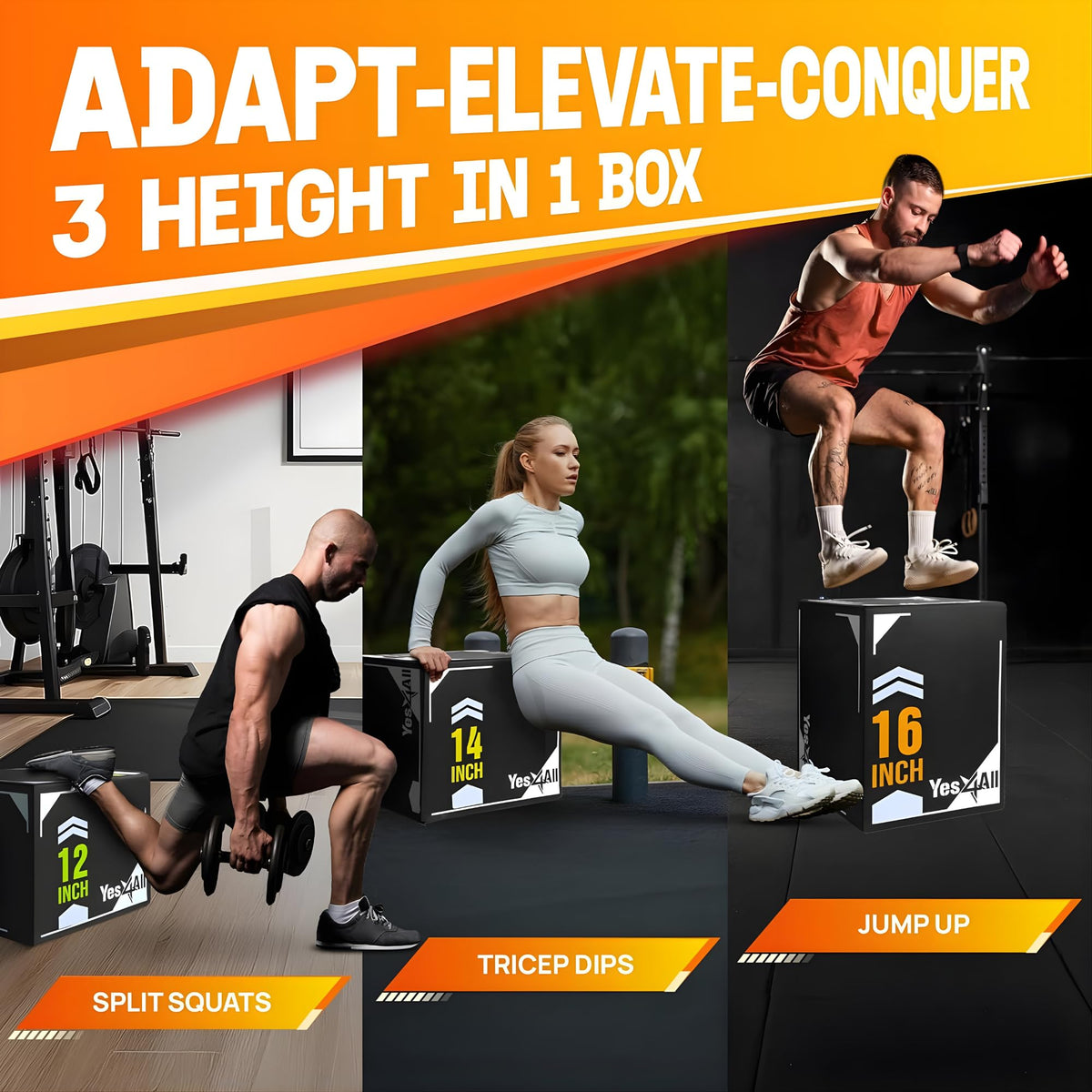 3-in-1 Soft-Padded Plyo Box with Wooden Core X89111