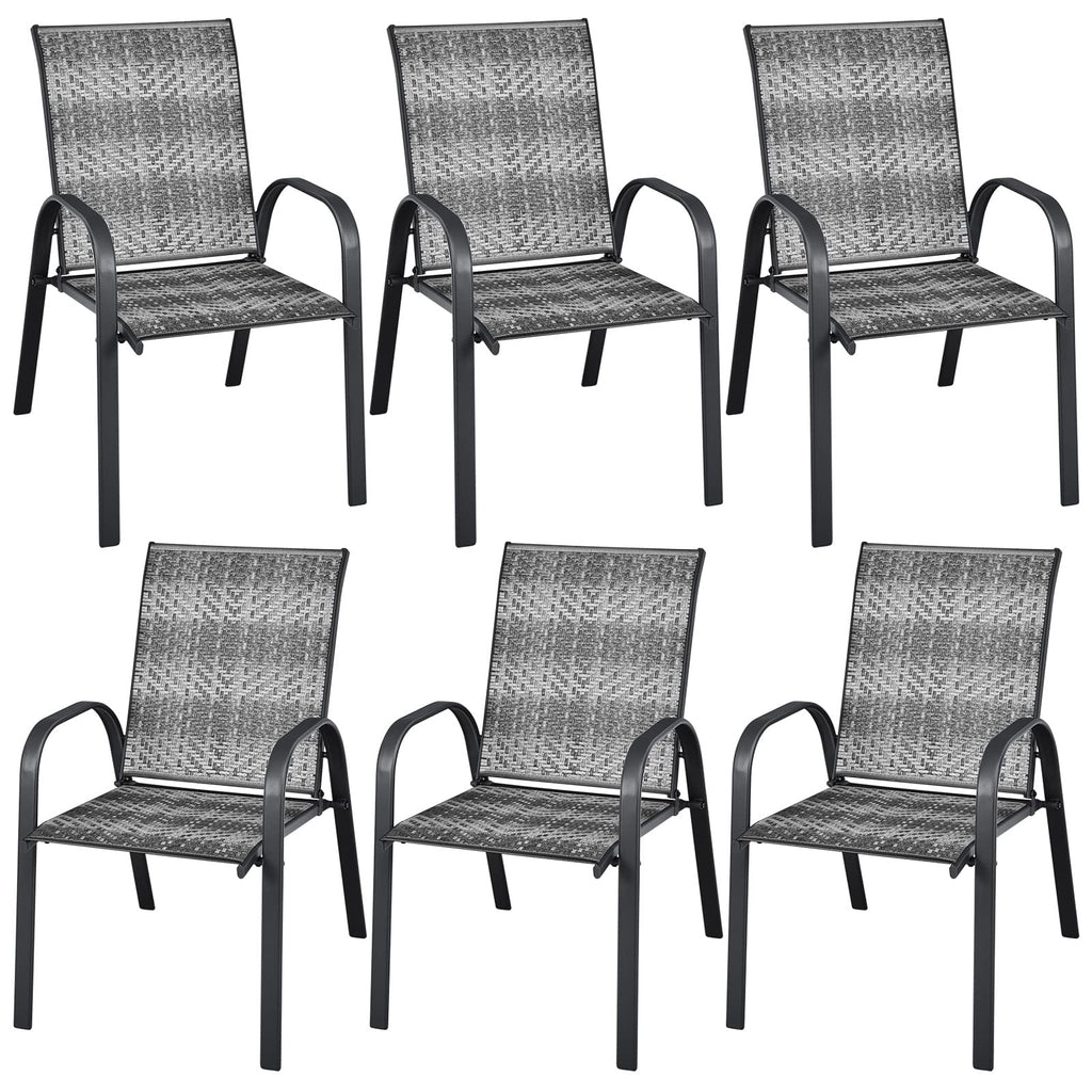Stackable Wicker PE Rattan Patio Dining Chairs Set of 6 G4119