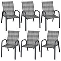 Stackable Wicker PE Rattan Patio Dining Chairs Set of 6 G4119