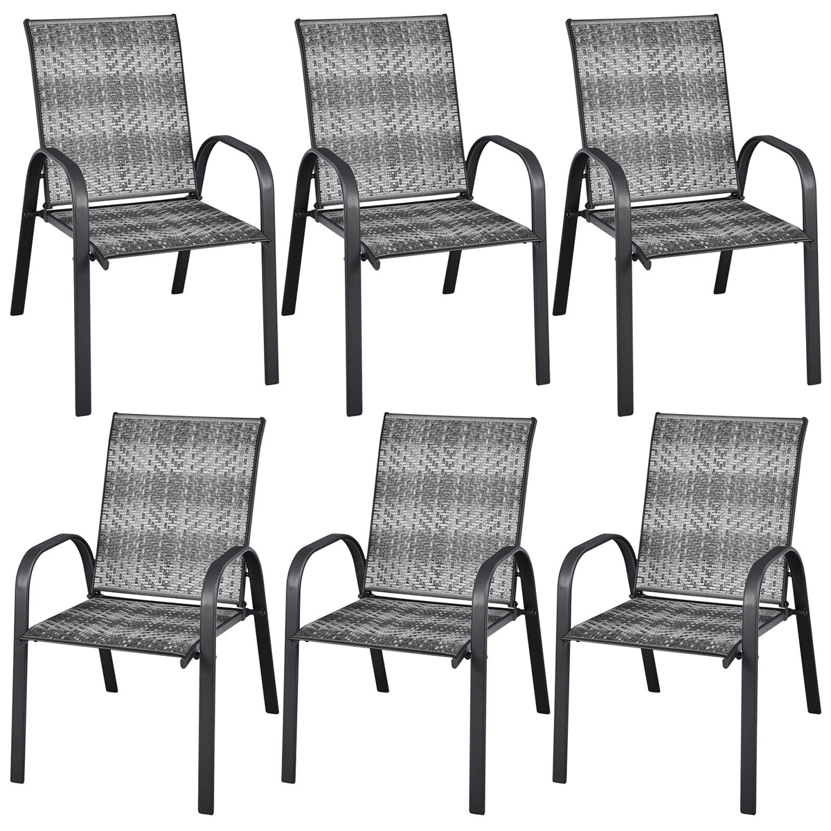 Stackable Wicker PE Rattan Patio Dining Chairs Set of 6 G4119