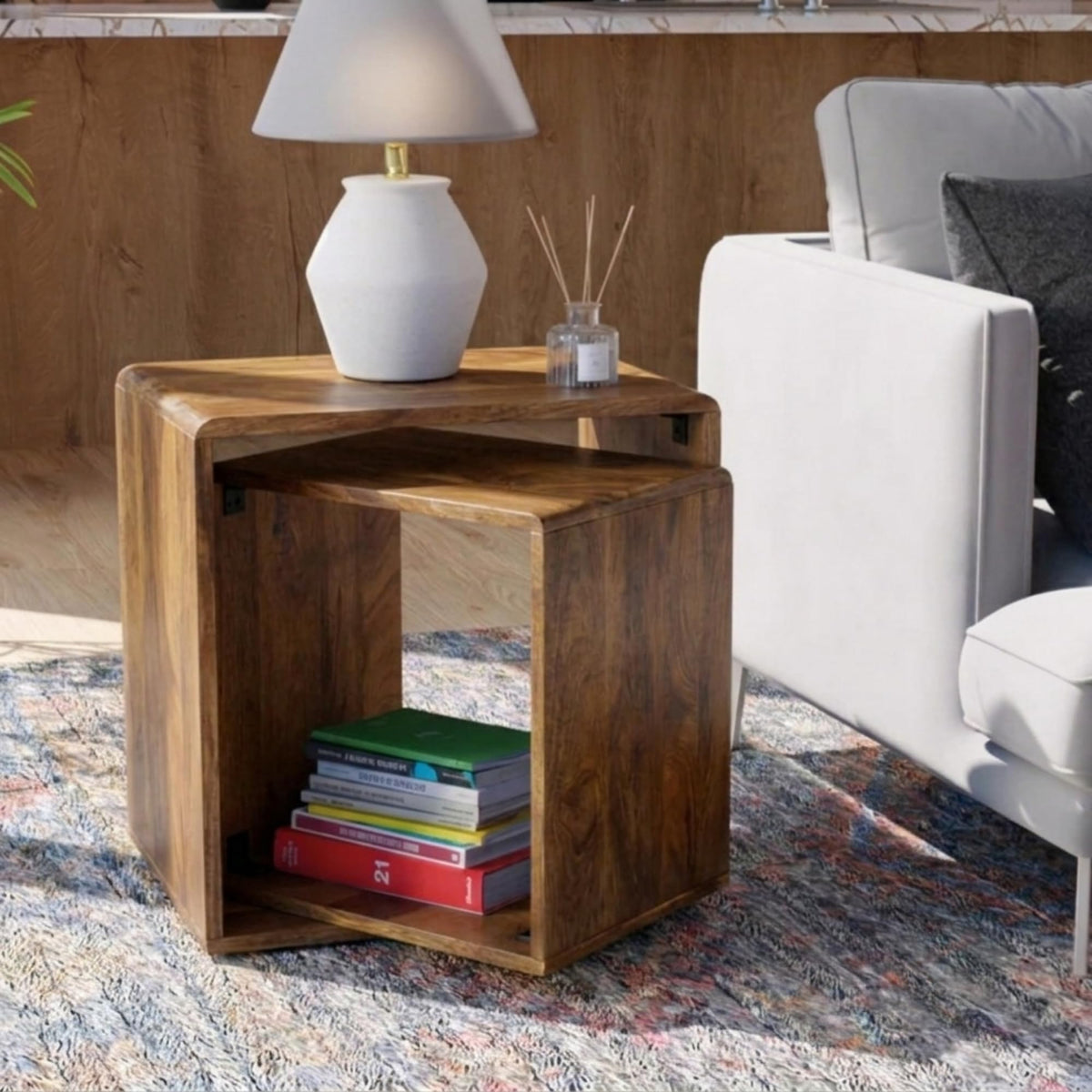 Sheesham Wood Nesting Tables Set of 2 A29032