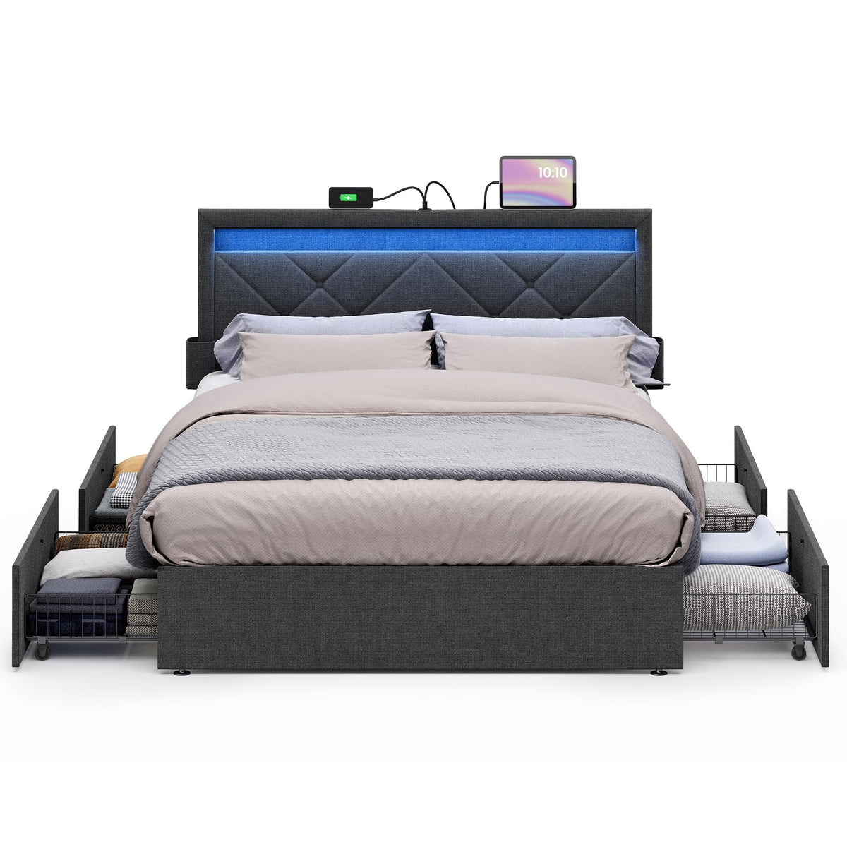Full Bed Frame with 4 Storage Drawers A20159