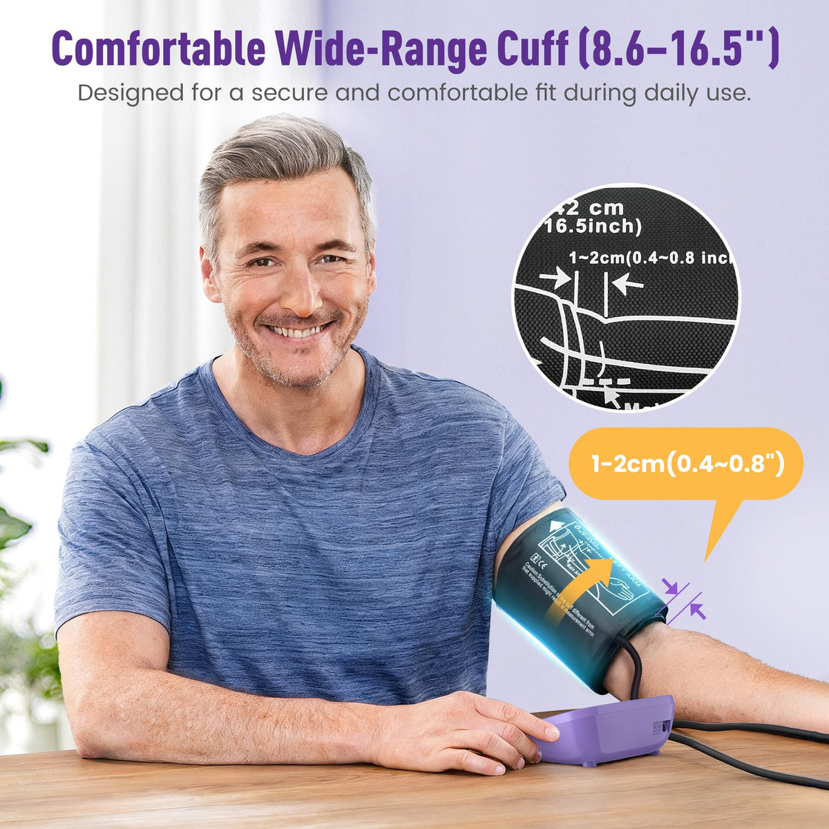 Upper Arm Blood Pressure Monitor 8.6-16.5 in Cuff Purple G883505