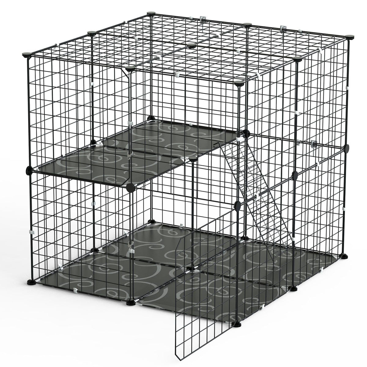 Black 2-Tier Cat Cage U5935