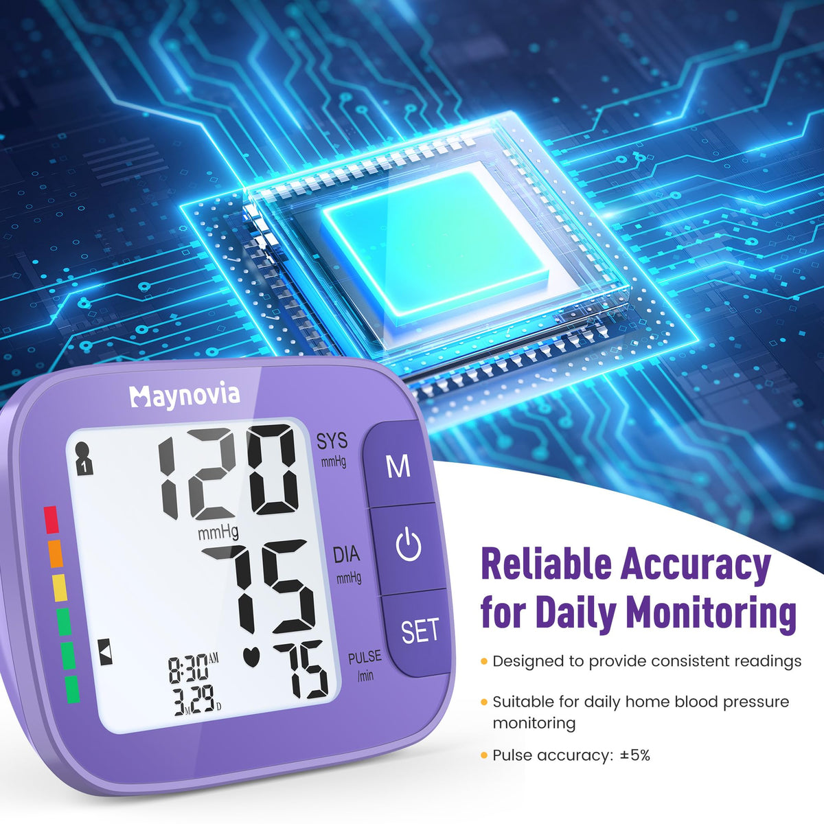 Upper Arm Blood Pressure Monitor 8.6-16.5 in Cuff Purple G883505