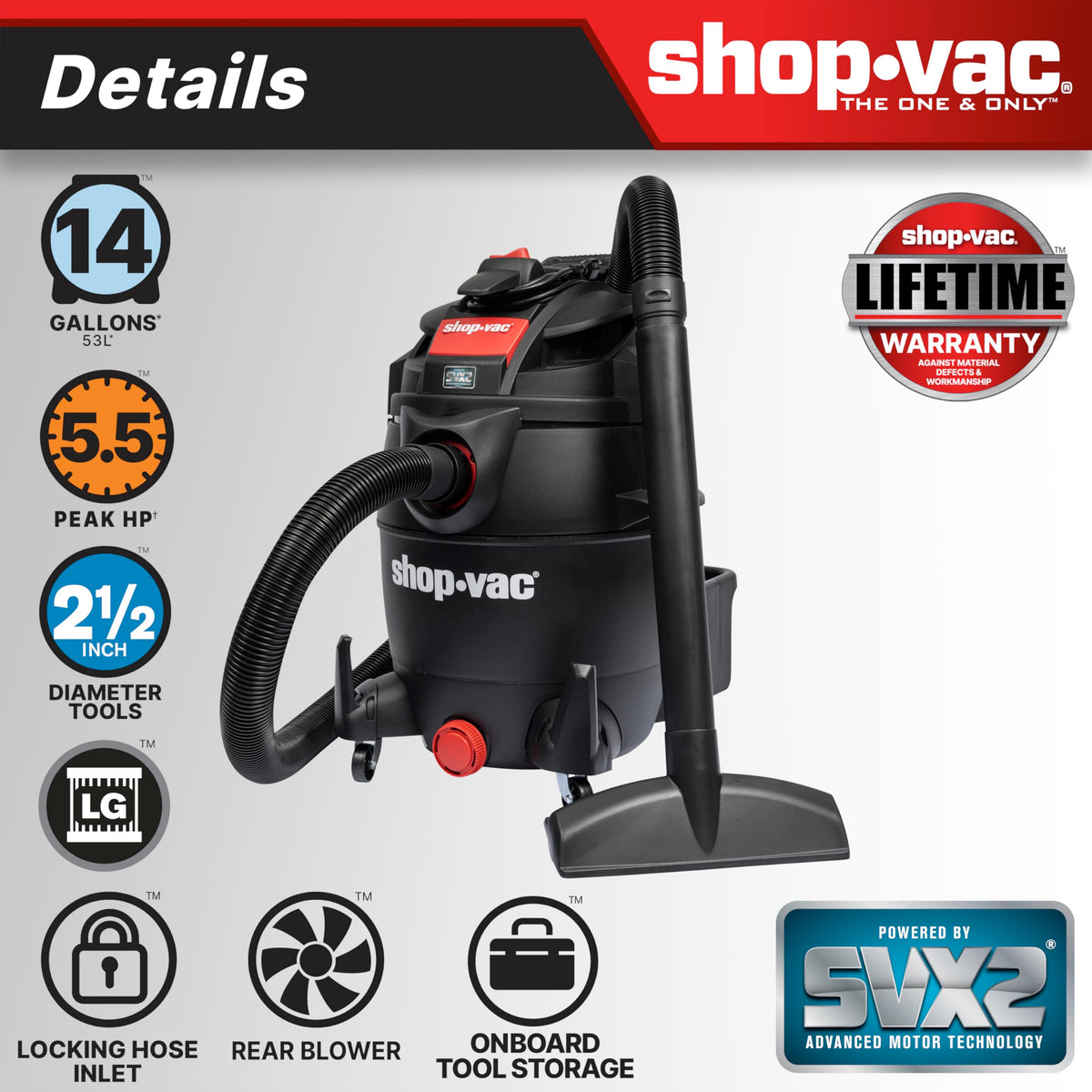 14-Gallon 5.5 Peak HP Wet/Dry Vac with Blower H469