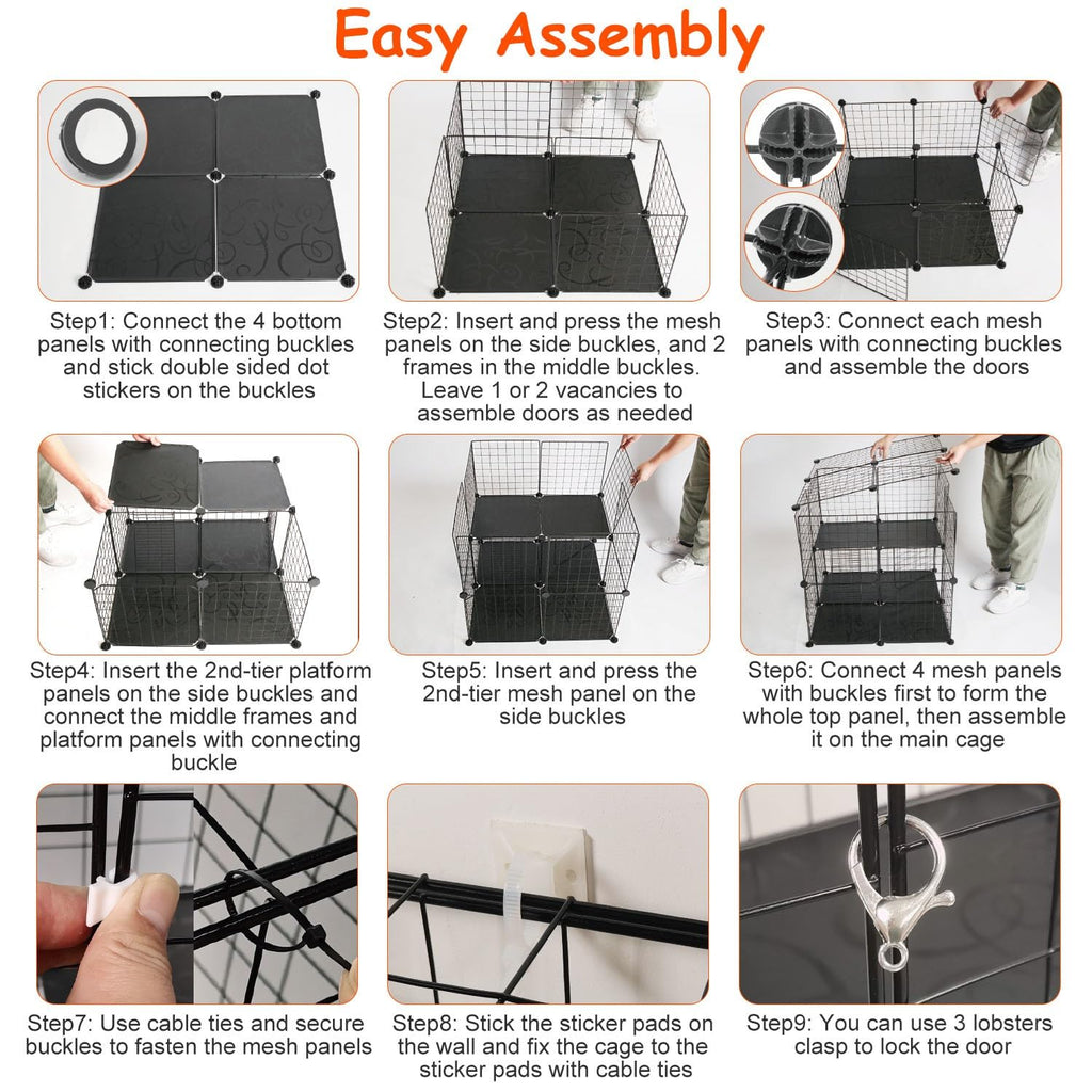 Black 2-Tier Cat Cage U5935
