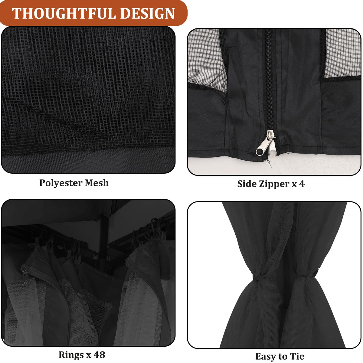 10x12 FT Black Mosquito Netting Z90853