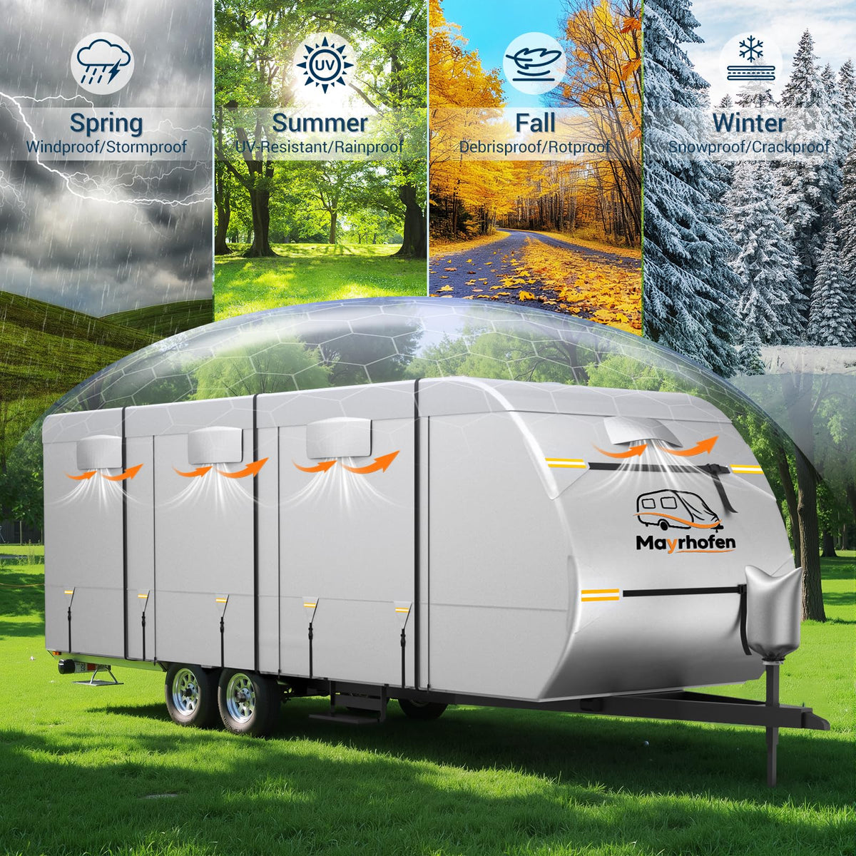 600D Oxford Fabric 30-33ft Travel Trailer Cover E411646