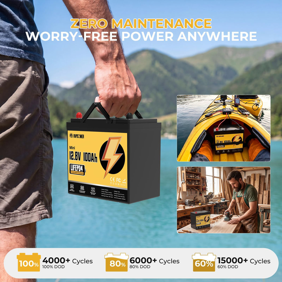 12V 100Ah LiFePO4 Battery Group 24 C85432