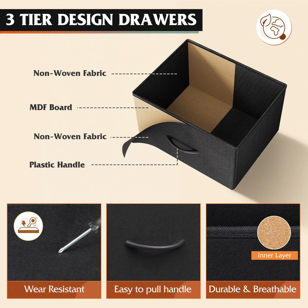 Black 9 Drawer Fabric Dresser U92380