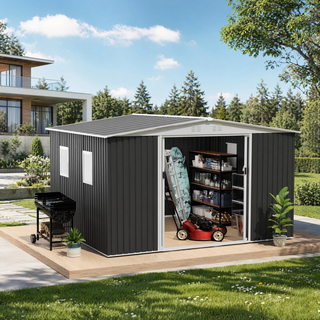 12x10 ft Metal Garden Shed N548
