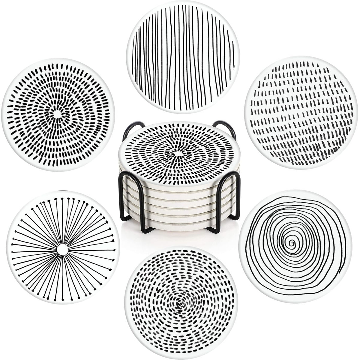 Set of 6 Ceramic Stone Coasters S107155