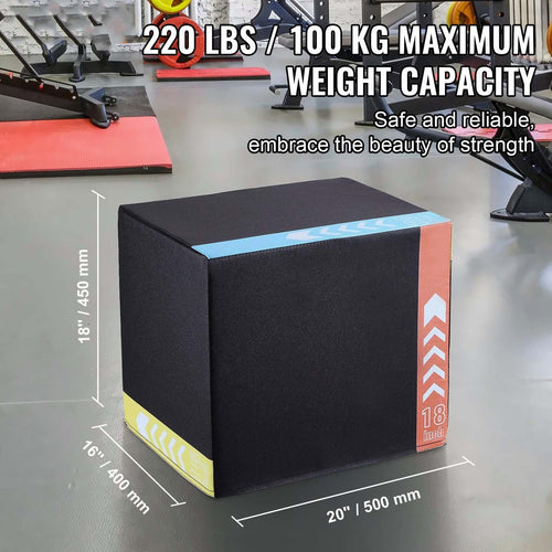 20/18/16 Inch Black Anti-Slip Plyo Box H7392