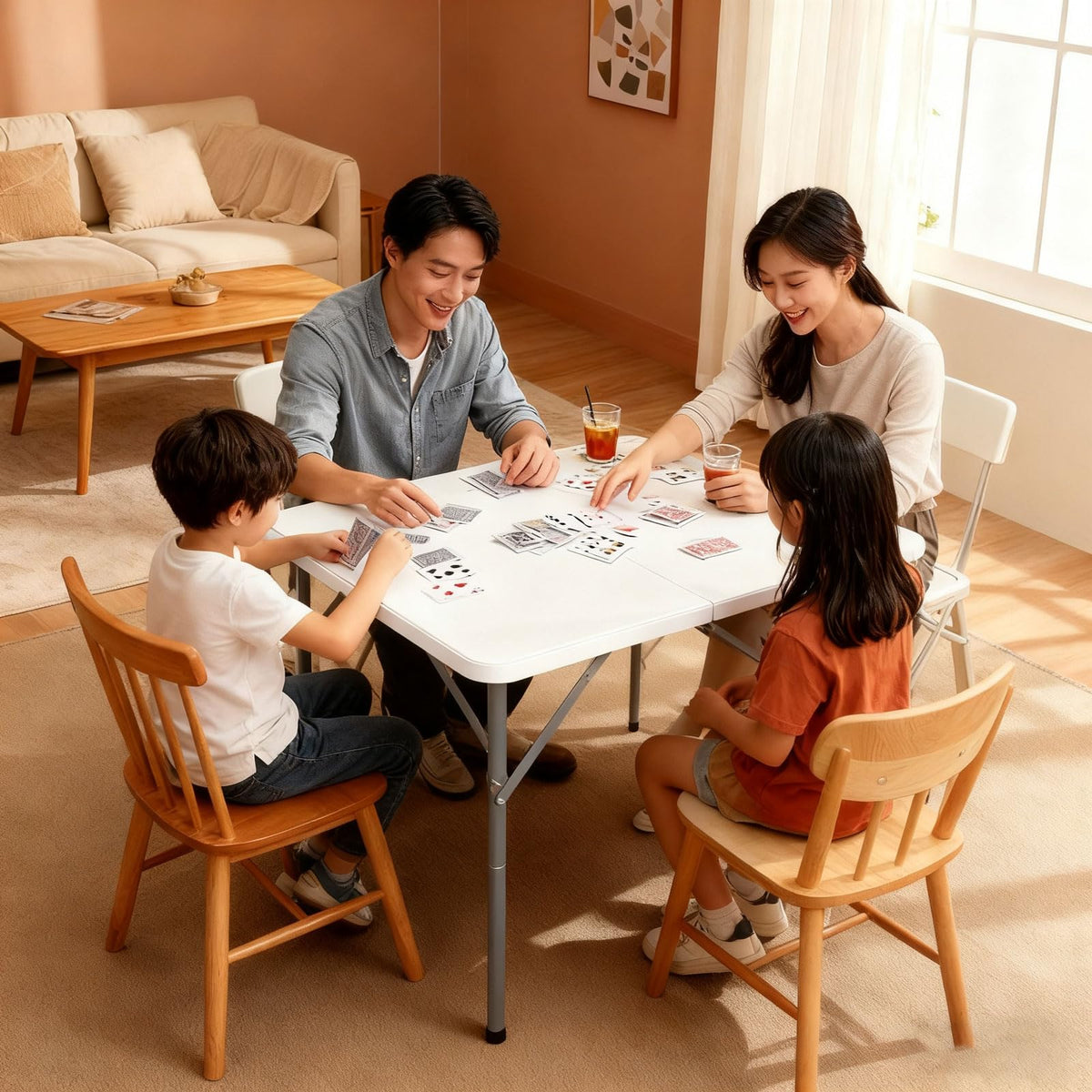 34" Square Plastic Folding Card Table with Carrying Handle N231