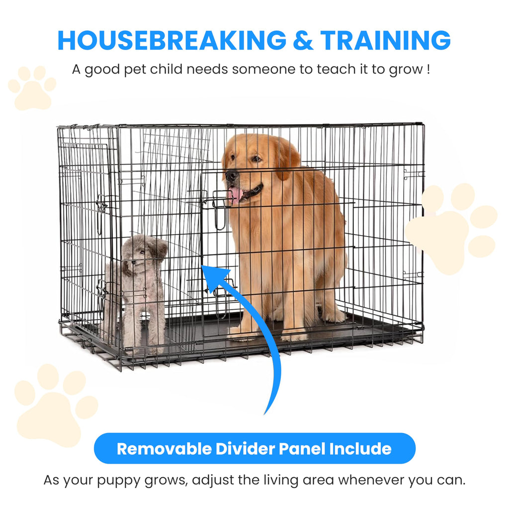 48-Inch Double Door Folding Metal Wire Dog Crate with Divider D8343