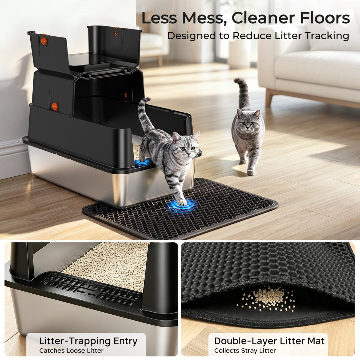 XL Stainless Steel Cat Litter Box A19335