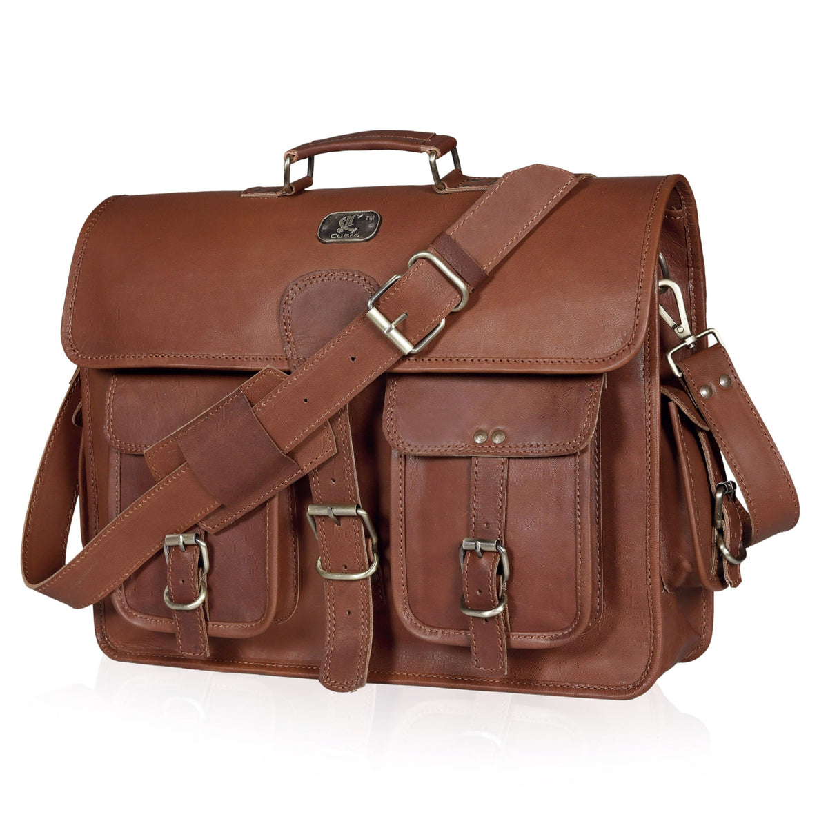 18 Inch Full Grain Buffalo Leather Laptop Briefcase F144