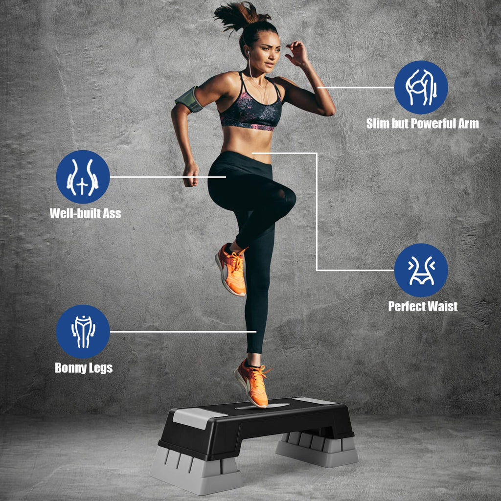 Adjustable Non-slip Aerobic Step Platform with Risers R6464