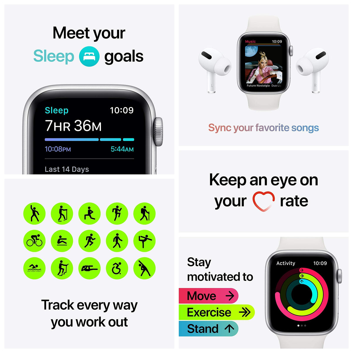Silver Aluminum Case with White Sport Band Smartwatch F834