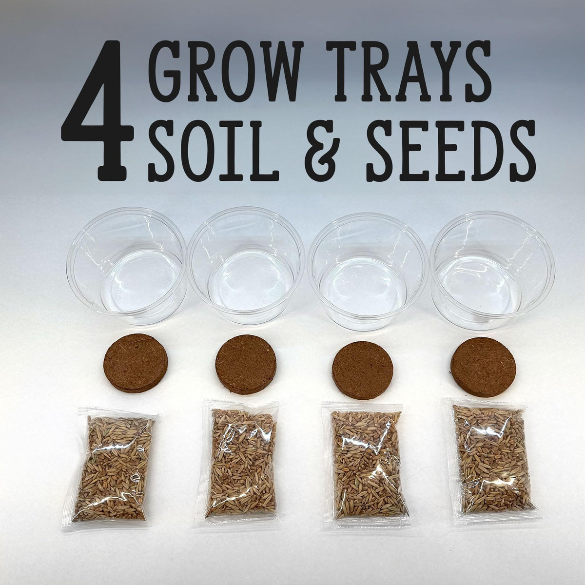 Organic Cat Grass Grow Kit 4 Pack Non GMO Heirloom Seeds N43370