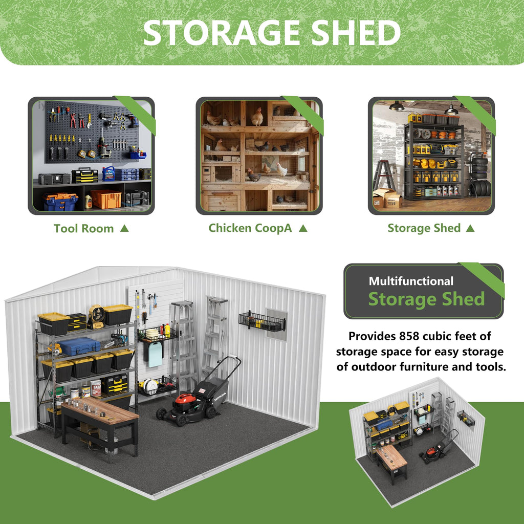 12x10 ft Metal Garden Shed N548