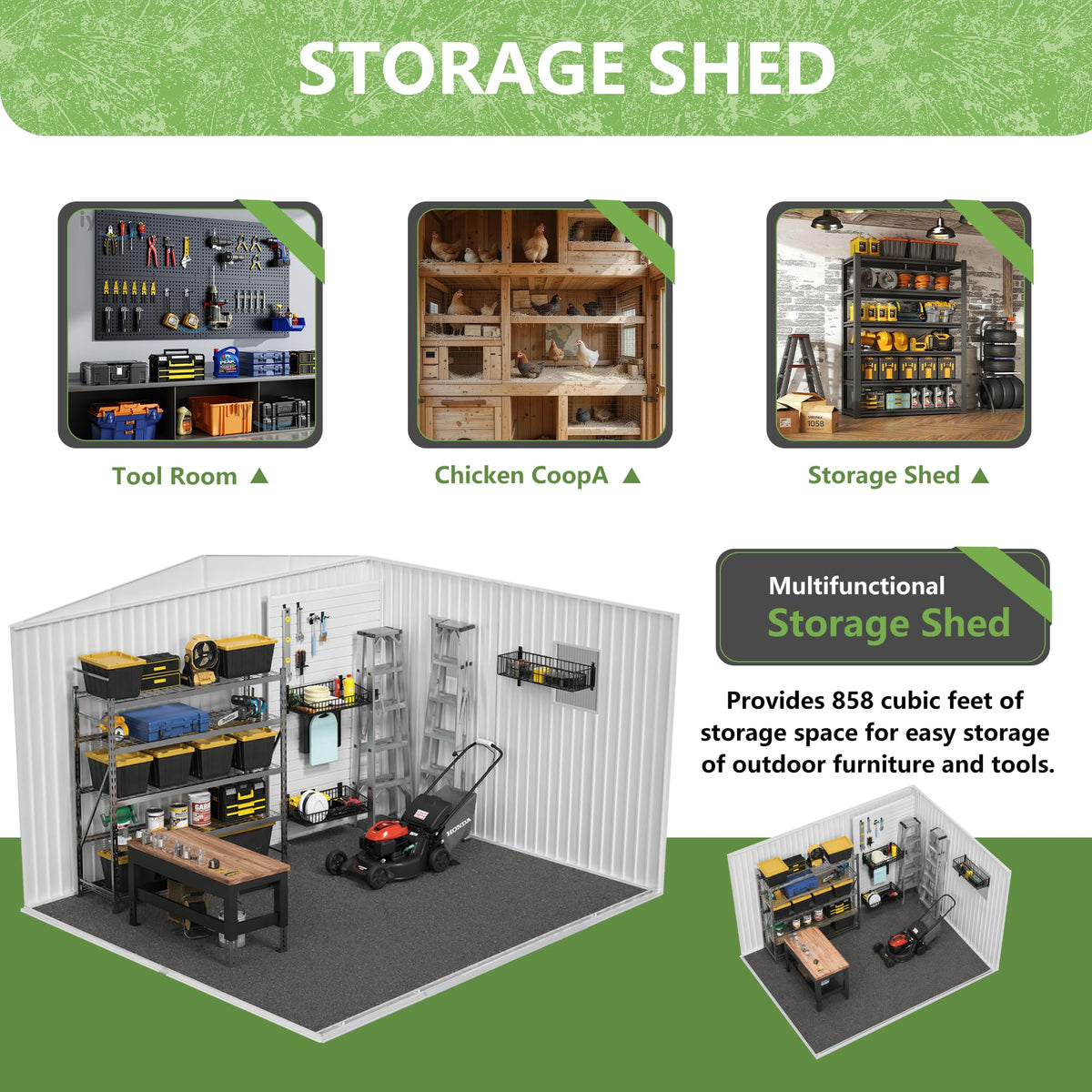 12x10 ft Metal Garden Shed N548
