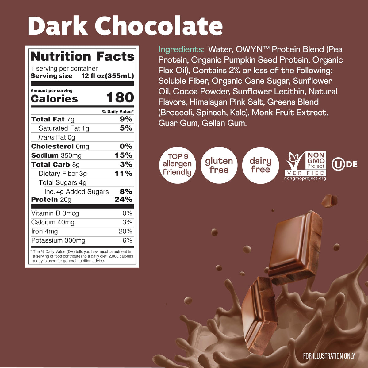 Dark Chocolate 20g Protein Shake, 12 Ct K287