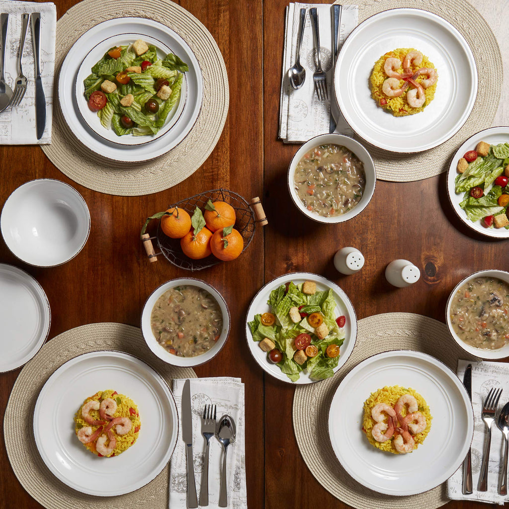 White 12 Piece Stoneware Dinnerware Set S805288