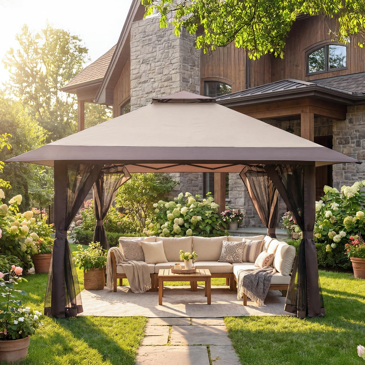 13x13 Pop Up Gazebo with Mosquito Netting Sidewall A563