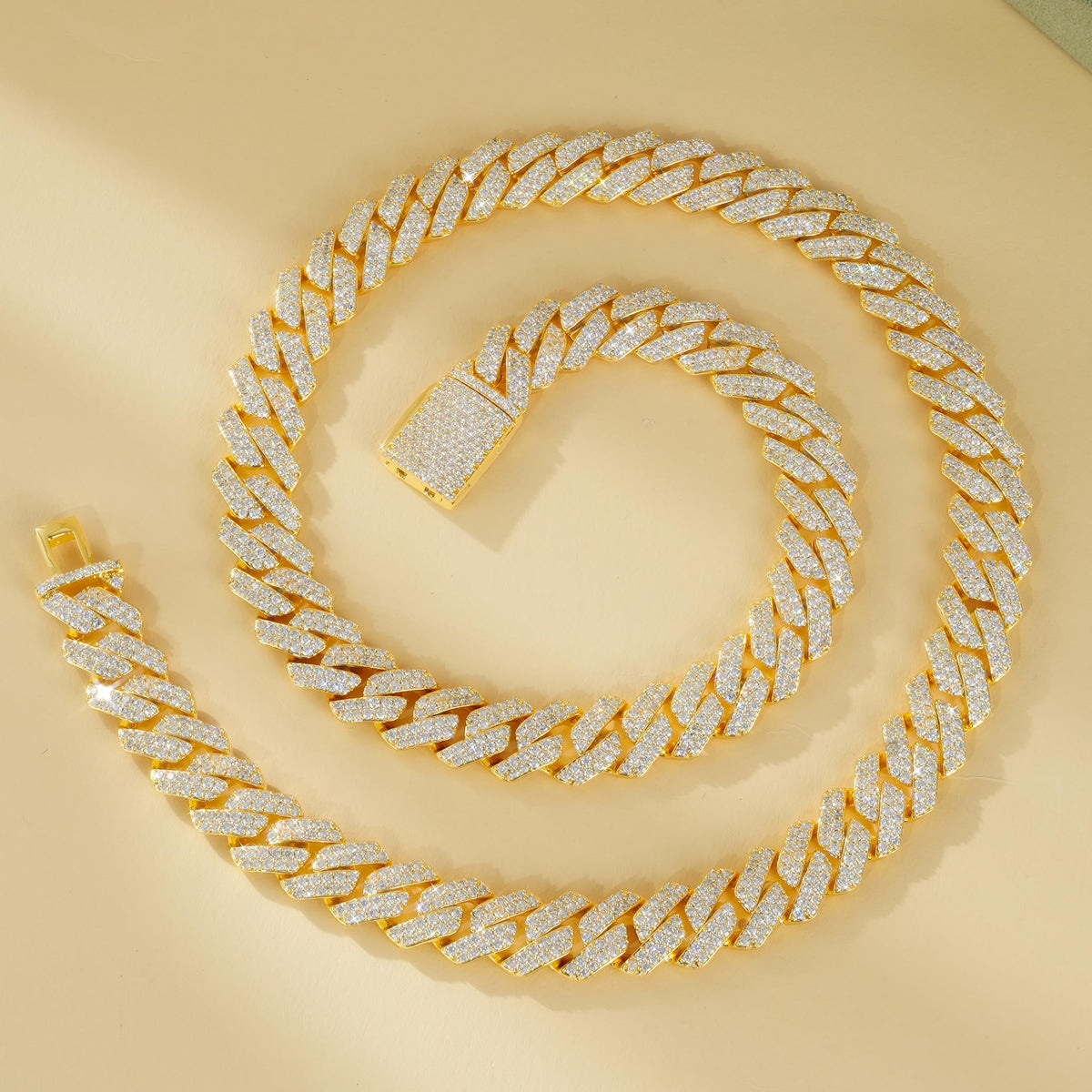 Miami Cuban Link Chain with 5A CZ 18K Gold Plated W332