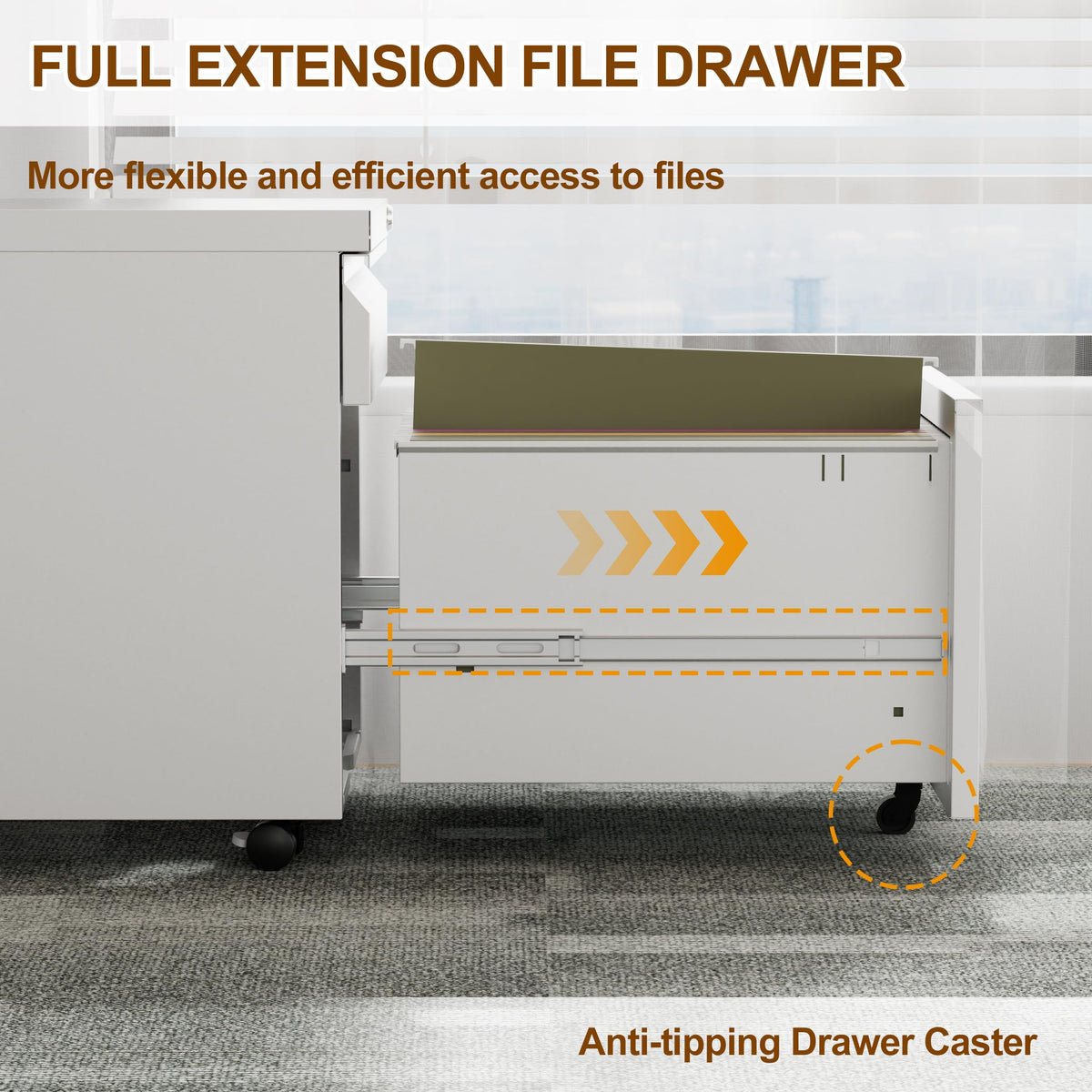 2 Drawer Metal Mobile File Cabinet with Lock T262
