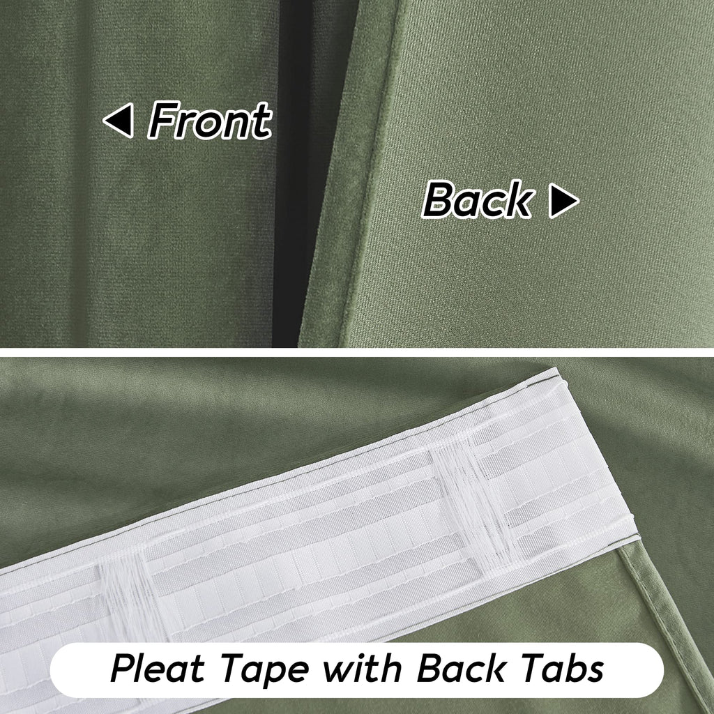 Sage Green Velvet Curtains 96 inches J41577