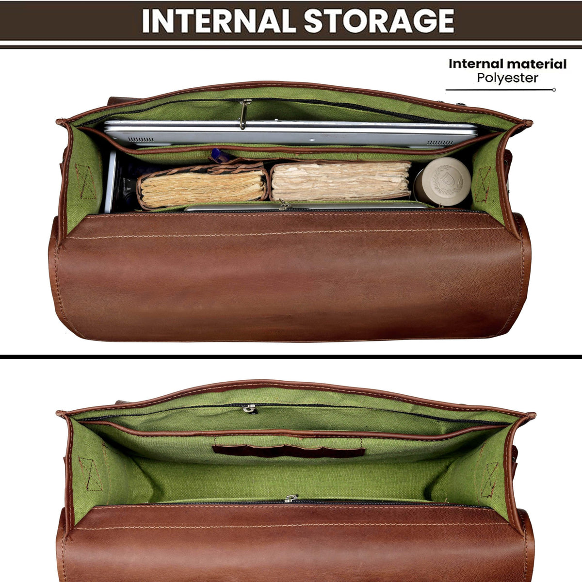 18 Inch Full Grain Buffalo Leather Laptop Briefcase F144