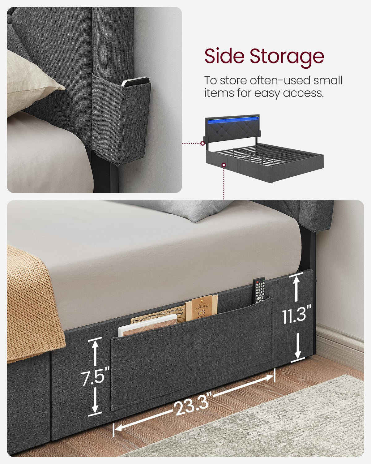 Full Bed Frame with 4 Storage Drawers A20159