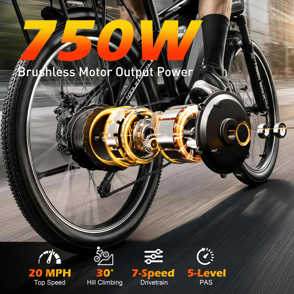26" Electric Mountain Bike 48V 10Ah 7-Speed O1900