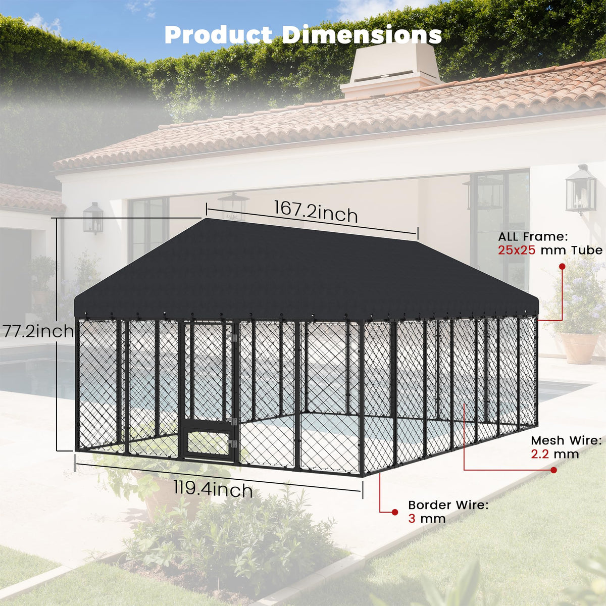 10x14×6.4 FT Heavy Duty Dog Kennel R972