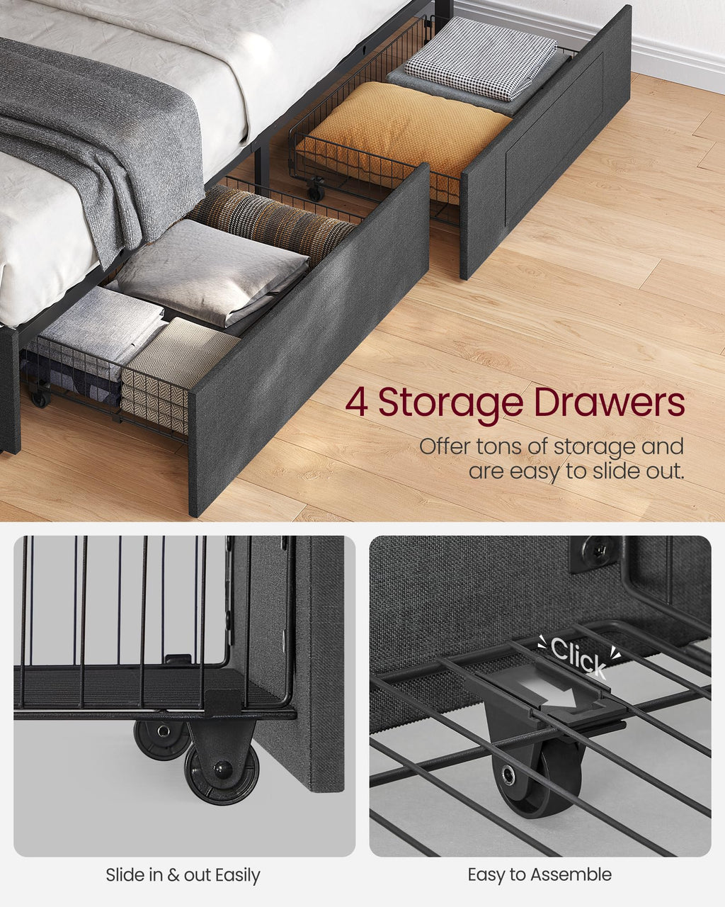 Full Bed Frame with 4 Storage Drawers A20159