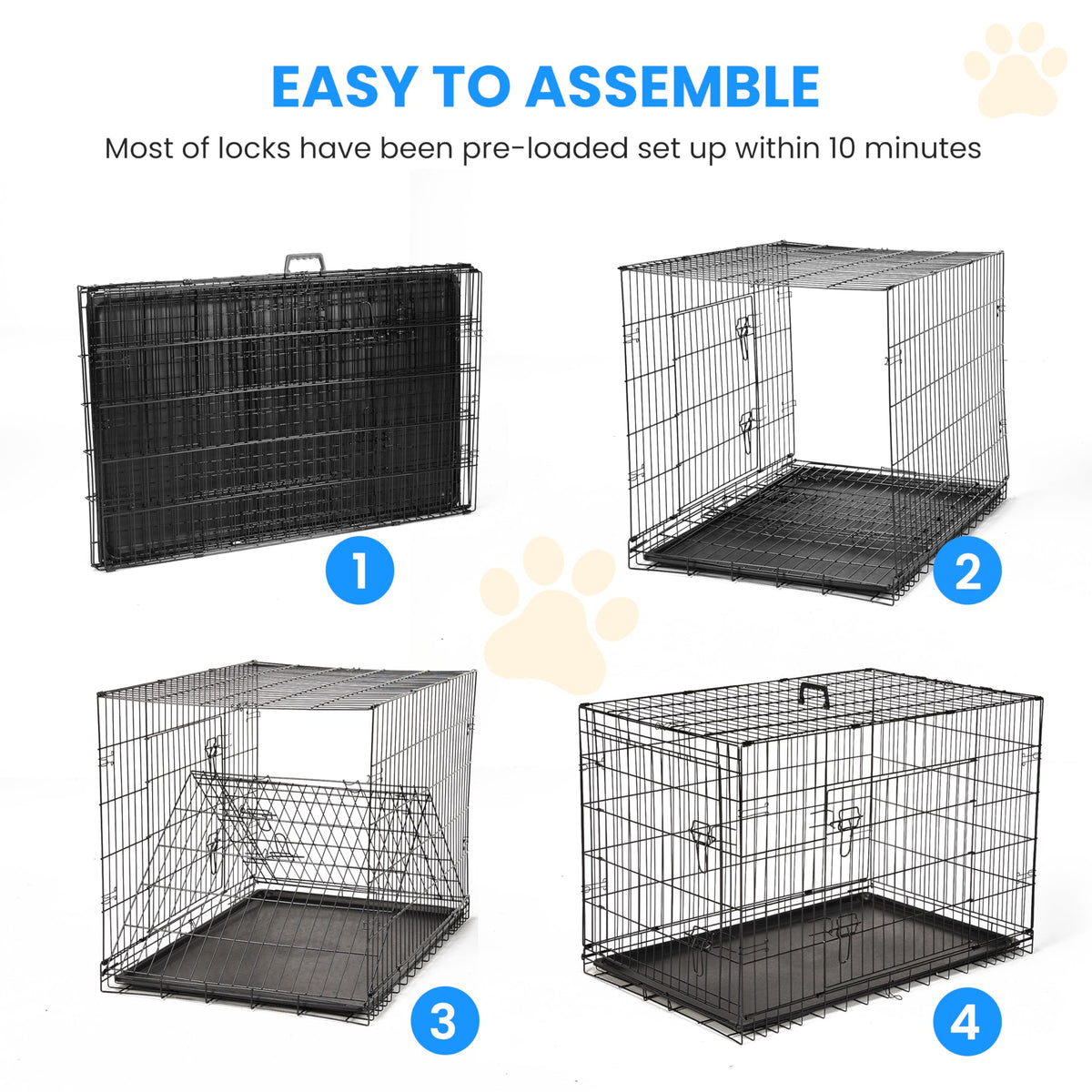 48-Inch Double Door Folding Metal Wire Dog Crate with Divider D8343